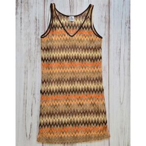 SW3 Bespoke Orange and Brown Zig Zag Dress sz L